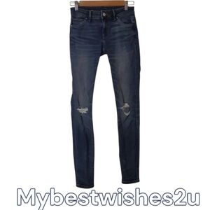 White House Black Market Jeans Women's Size 00 Blue Skinny Jeans Covered Rips